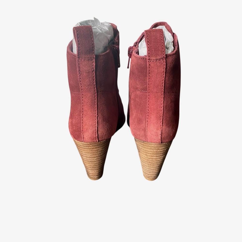 NWOB Diba Wedge Booties Size 8M Lace Up Suede Leather Ankle Boots Maroon Red - Picture 2 of 6